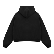 Load image into Gallery viewer, Manhunt Zip Up Cropped Boxy Hoodie Unisex Streetwear 380 GSM Heavyweight Sweatshirt For Cold Weather