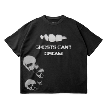 Load image into Gallery viewer, Ghosts Cant Dream Garment Dyed Streetwear Tee 260GSM Black Cotton With Faded Raw Hem
